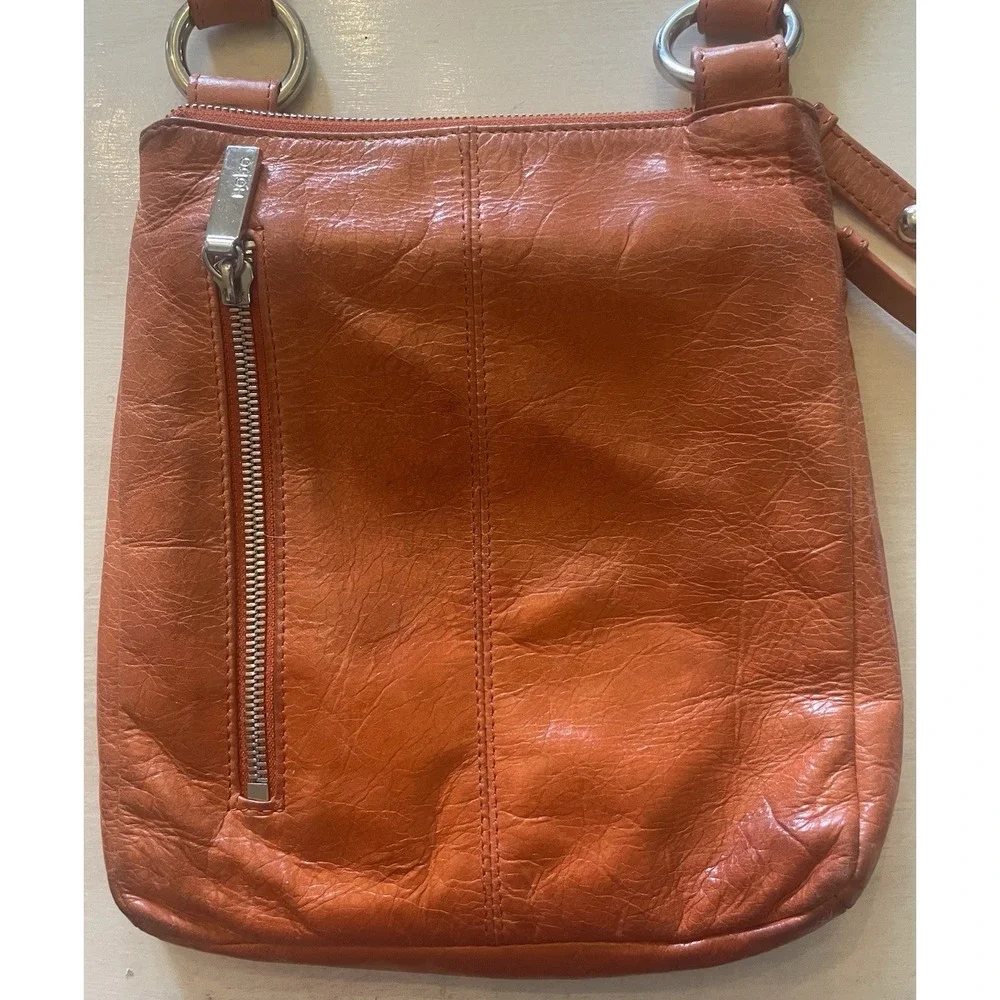 Hobo Brand Orange Leather Shoulder Bag Boho‎
